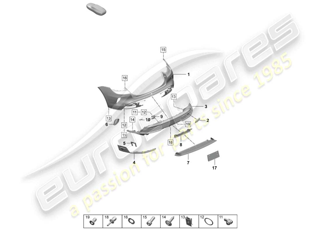 porsche 2026 (taycan 9j1-2) stoßstange hinten sondermodell teilediagramm