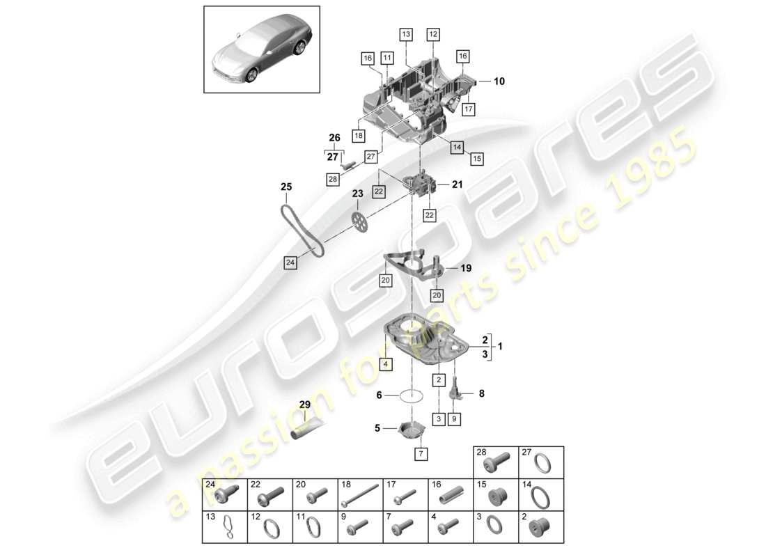 porsche 2021 (panamera 971-1) ölführungsgehäuse ölpumpe ölwanne teilediagramm