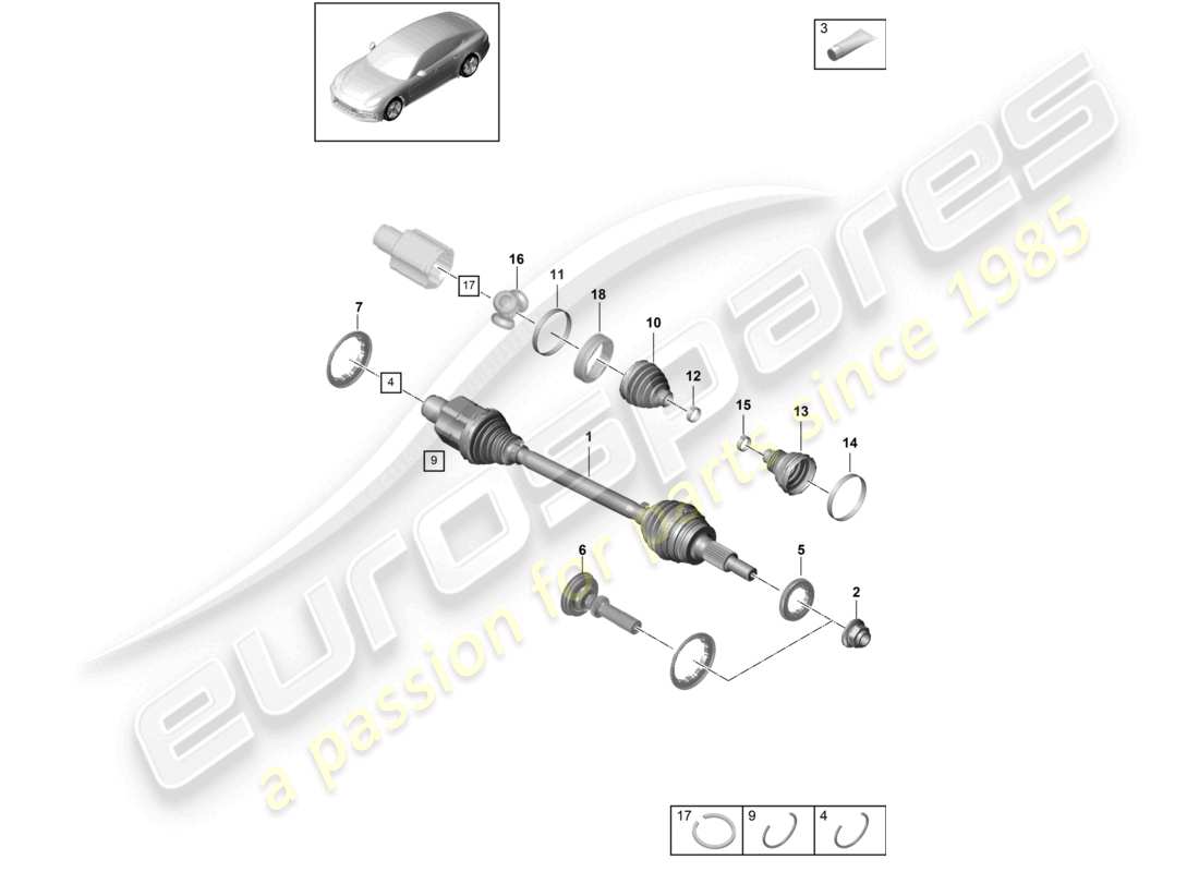 porsche 2021 (panamera 971-1) antriebswelle vorderachse teilediagramm