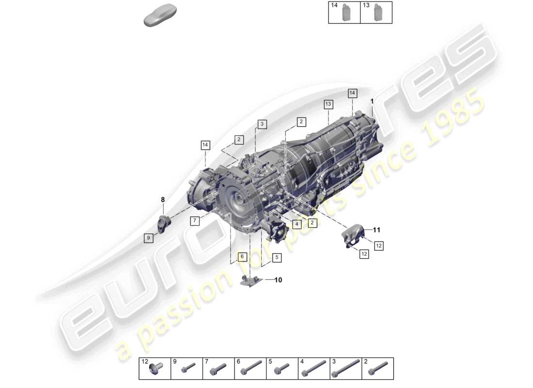 porsche 2024 (cayenne e3 pa) 8-speed automatikgetriebe für fahrzeuge mit hybridantrieb anbauteile für motor und getriebe teilediagramm
