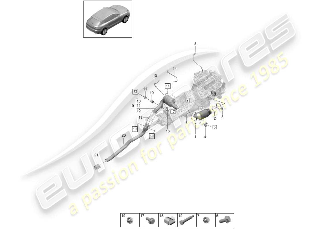 porsche 2021 (macan) katalysator benzinpartikelfilter lambdasonde teilediagramm