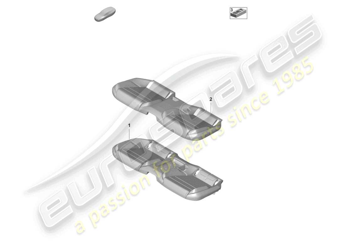 porsche 2020 (taycan 9j1-1) schaumteil sitzbezug sitzbank (3-seater) komfortsitz für modelle mit sitzbelüftung ersatzteilzeichnung