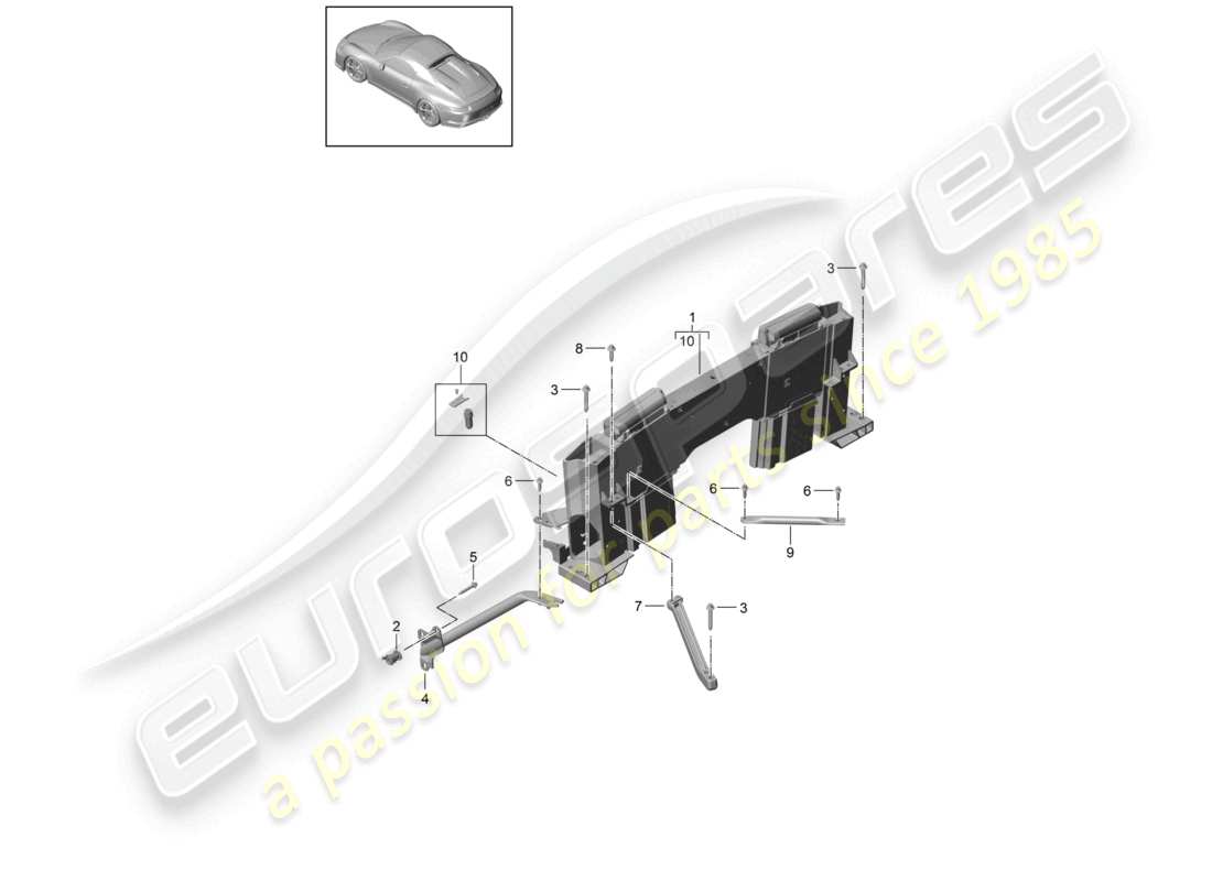 porsche 2021 (991-2 r/gt3/rs) überrollschutz-halterahmen teilediagramm