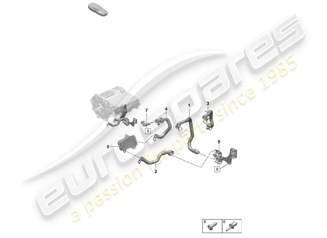 porsche 2025 (taycan 9j1-2) antriebskühlung hinterachse teilediagramm