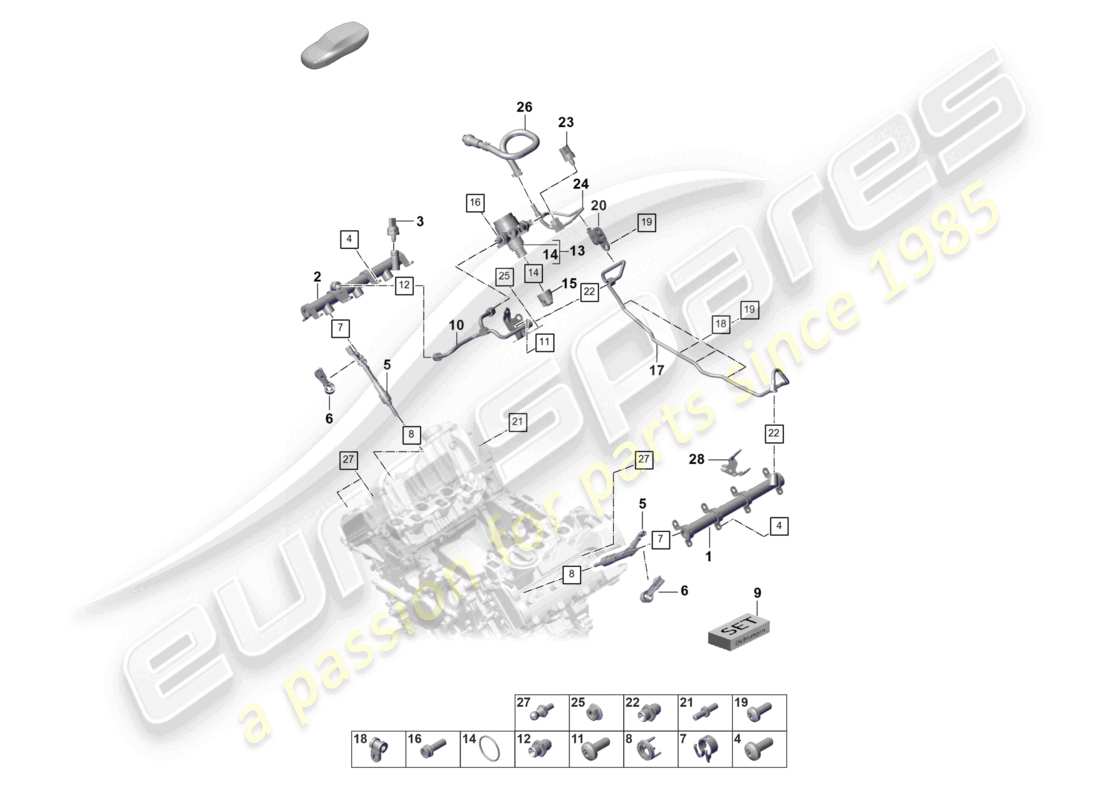 porsche 2021 (panamera 971-2) kraftstoffsammelleitung hochdruckeinspritzdüse hochdruckpumpe teilediagramm