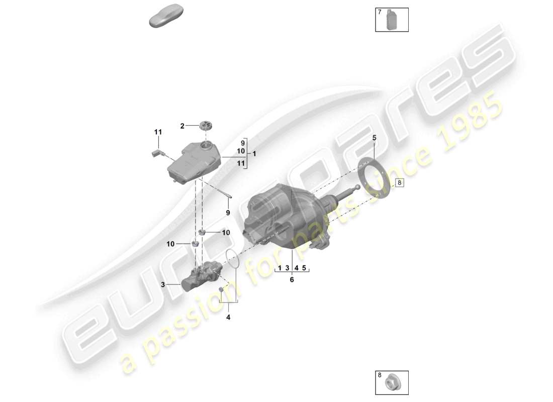 porsche 2022 (taycan 9j1-1) bremsservo (elektromechanisch) ersatzteildiagramm