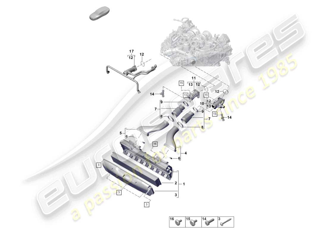 porsche 2023 (panamera 971-2) luftfiltergehäuse ansaugschlauch ansaugkrümmer teilediagramm