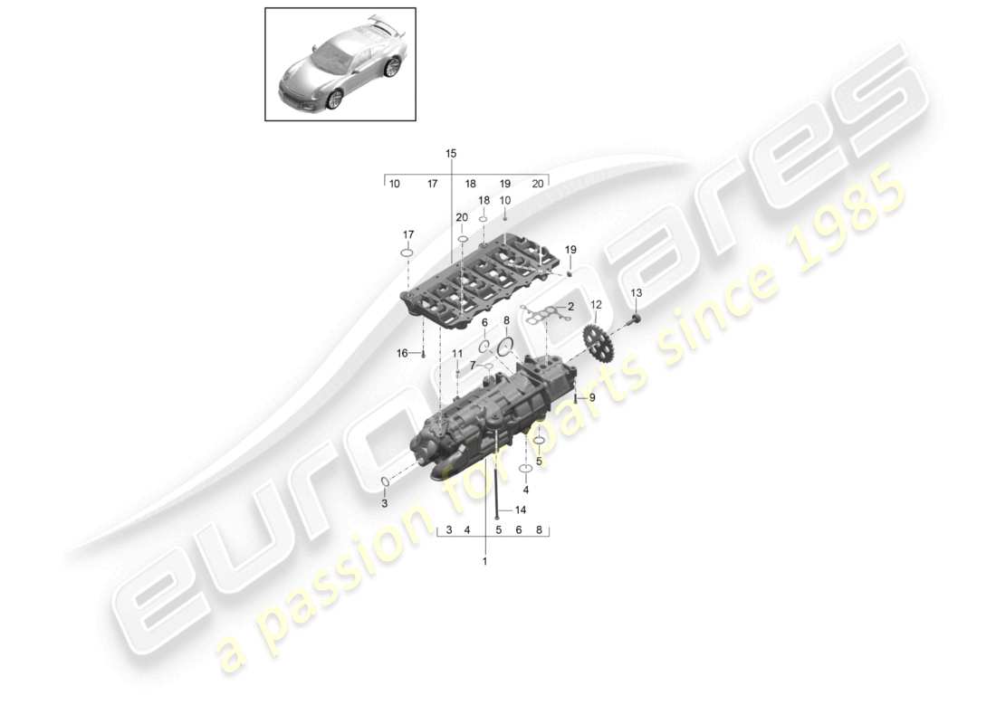 porsche 2021 (991-2 r/gt3/rs) ölpumpe ersatzteildiagramm