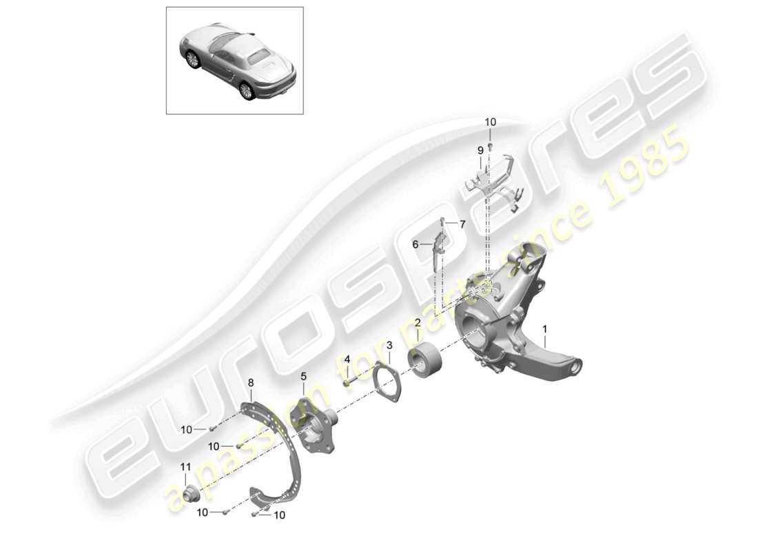 porsche 2022 (718 boxster) hinterachse radträger radnabe teilediagramm