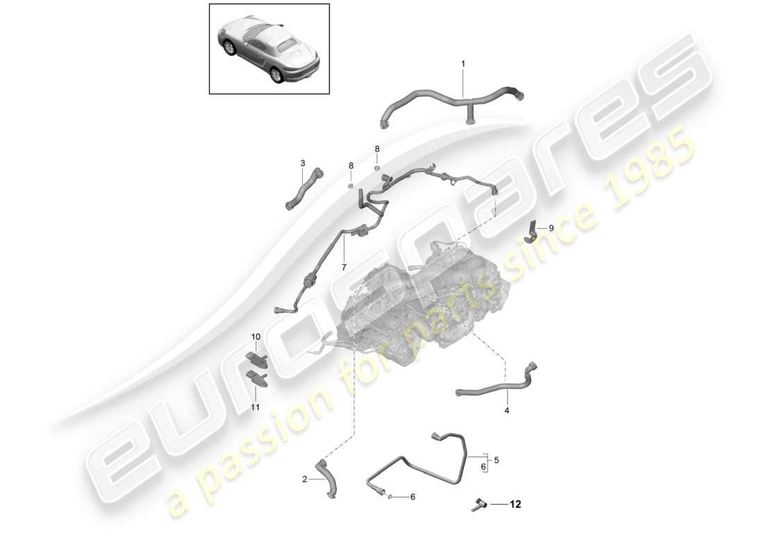 porsche 2023 (718 boxster) kurbelgehäuse-ölabscheider tankentlüftung vakuumpumpe teilediagramm