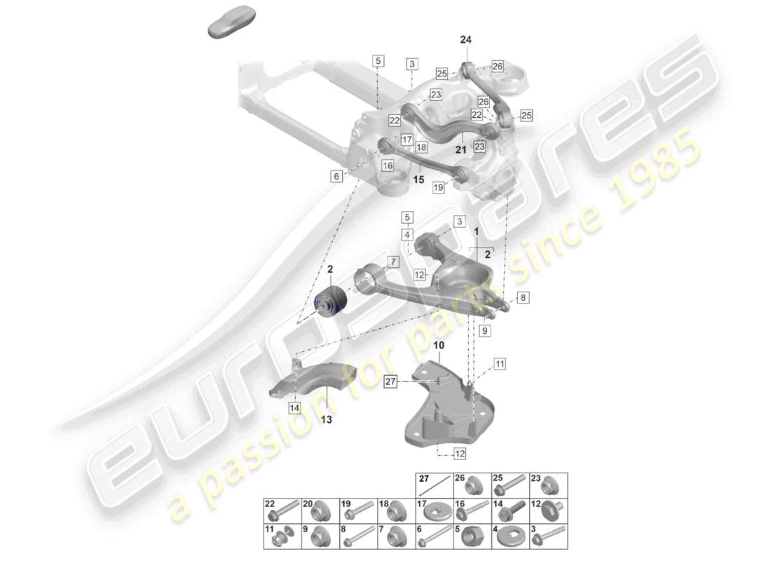 porsche 2026 (taycan 9j1-2) wishbone teilediagramm
