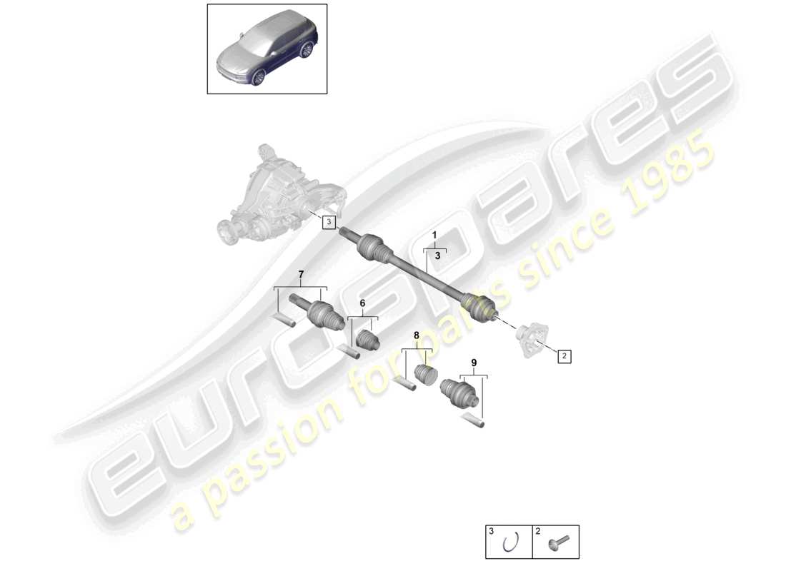 porsche 2022 (cayenne e3 9ya/9yb) antriebswelle hinterachse teilediagramm