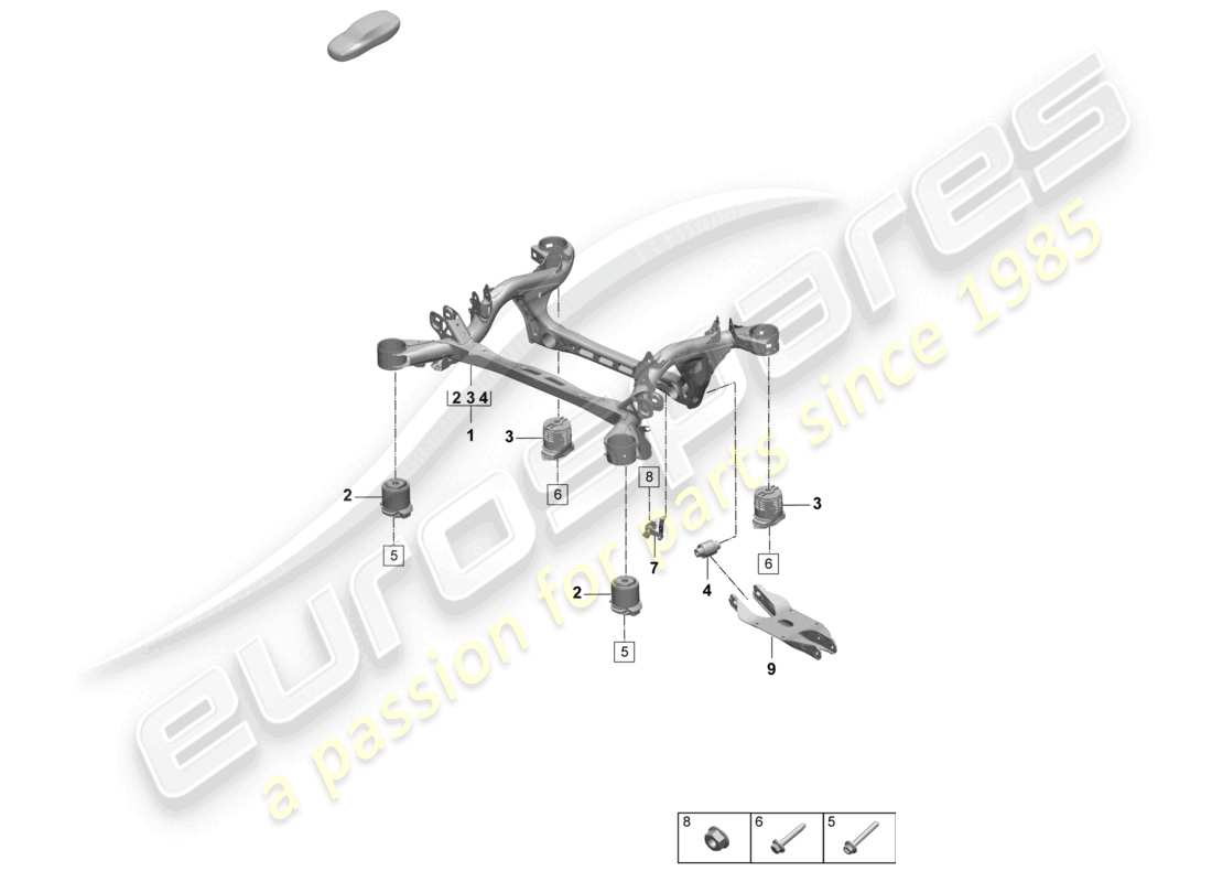 porsche 2025 (macan-e) federung hilfsrahmen hinterachse teilediagramm