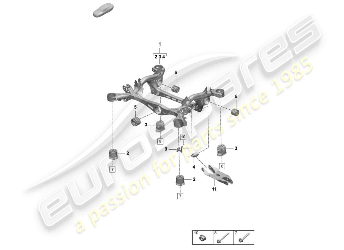 porsche 2025 (macan-e) federung hilfsrahmen hinterachse teilediagramm