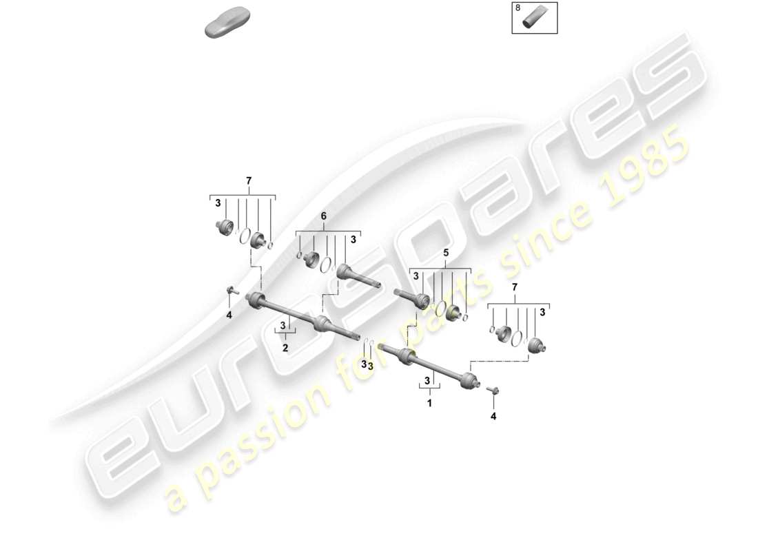 porsche 2025 (macan-e) antriebswelle gkn hinterachse teilediagramm