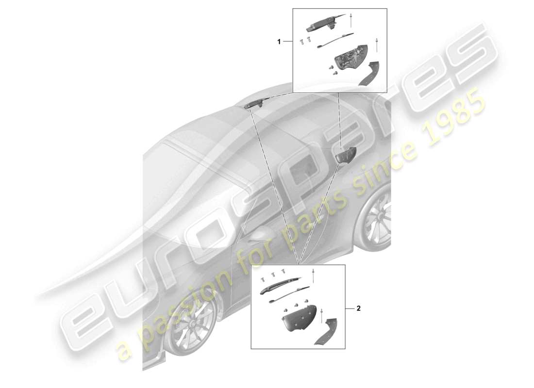 porsche 2021 (991-2 r/gt3/rs) verriegelungsmechanismus hinten teilediagramm