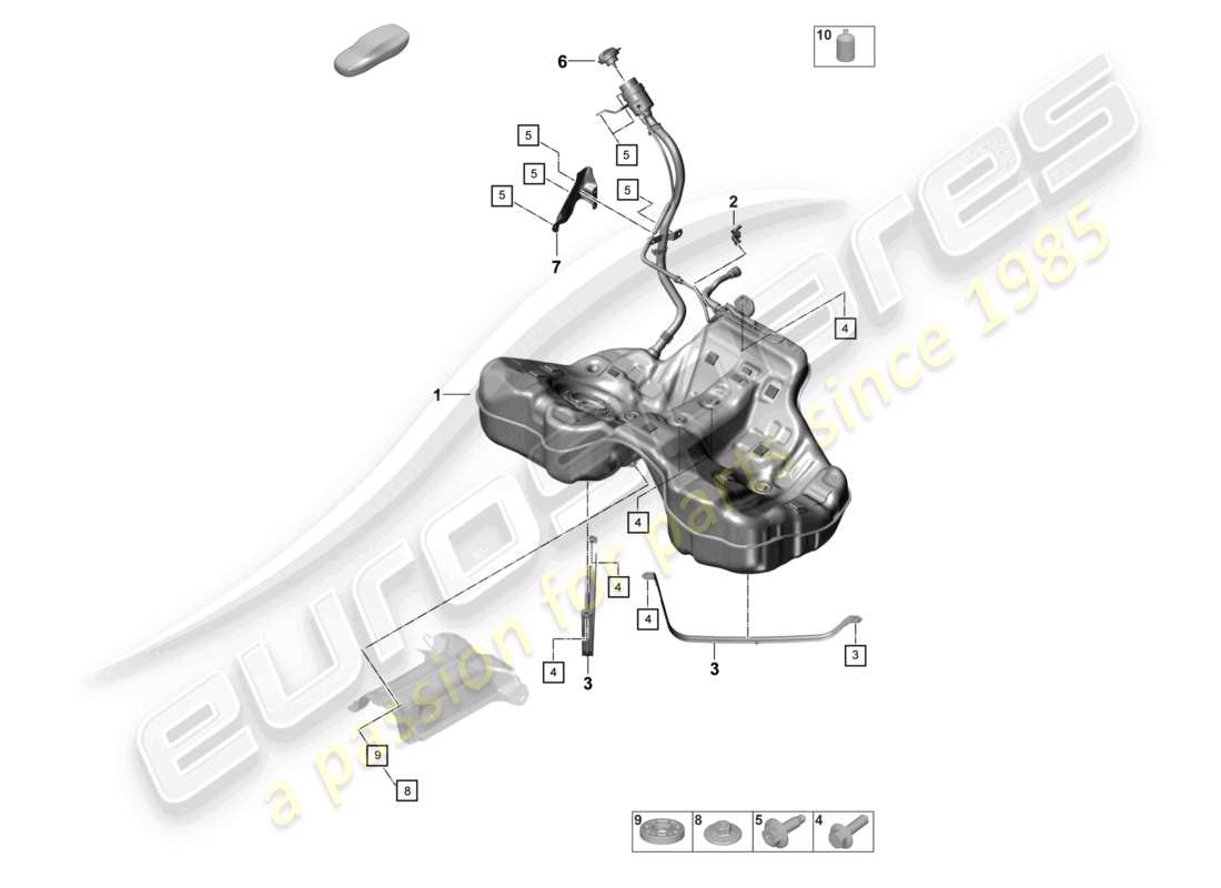 porsche 2021 (panamera 971-2) kraftstofftank mit anbauteilen ersatzteildiagramm