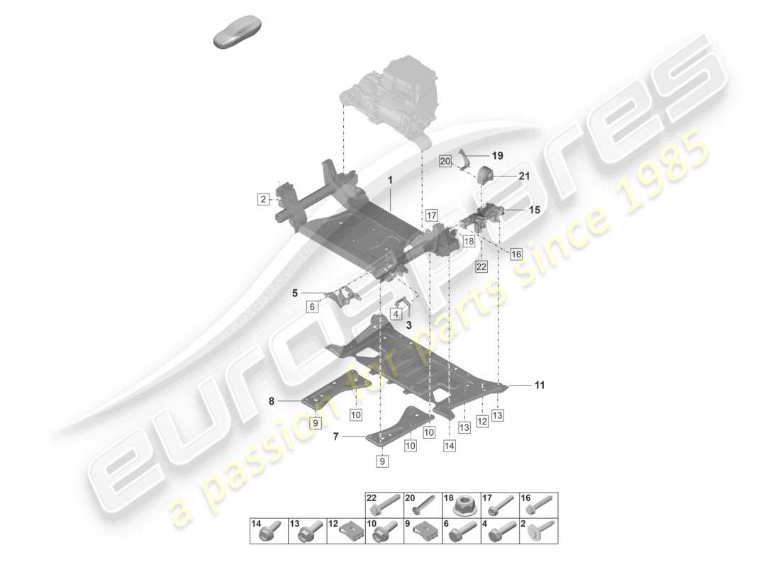 porsche 2023 (taycan 9j1-1) querträger stützrahmen teilediagramm