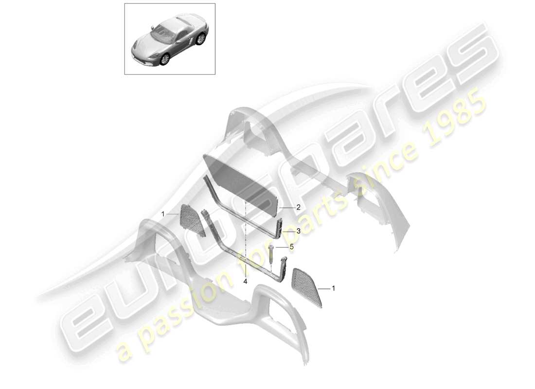 porsche 2021 (718 boxster) windbreak-ersatzteildiagramm