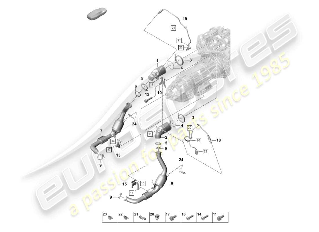 porsche 2021 (panamera 971-2) abgasanlage katalysator ottopartikelfilter lambdasonde teilediagramm