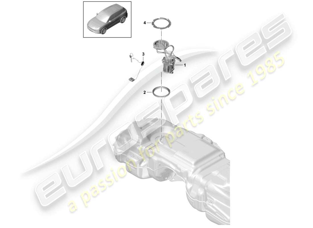 porsche 2024 (cayenne e3 9ya/9yb) kraftstofftank kraftstoffpumpe teilediagramm
