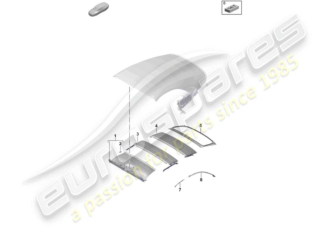 porsche 2025 (992-2) teilediagramm für softtop-dachhimmelverkleidungen