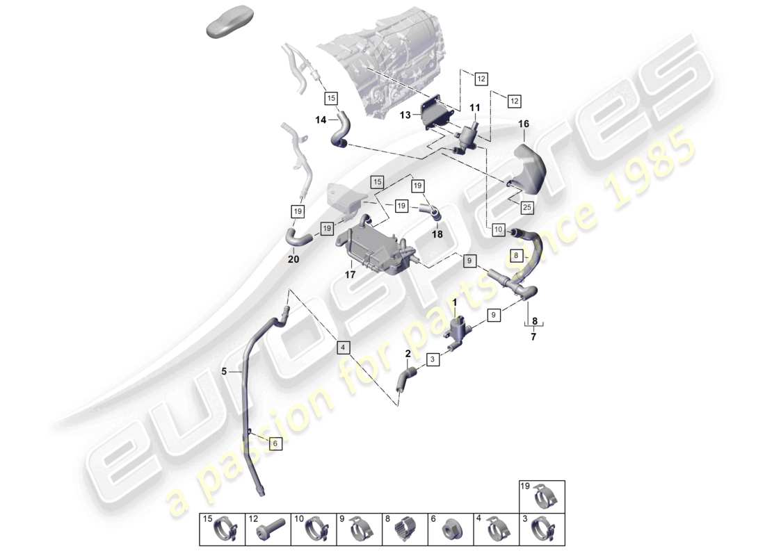 porsche 2025 (cayenne e3 pa) kühlmittelkühlsystem teilediagramm