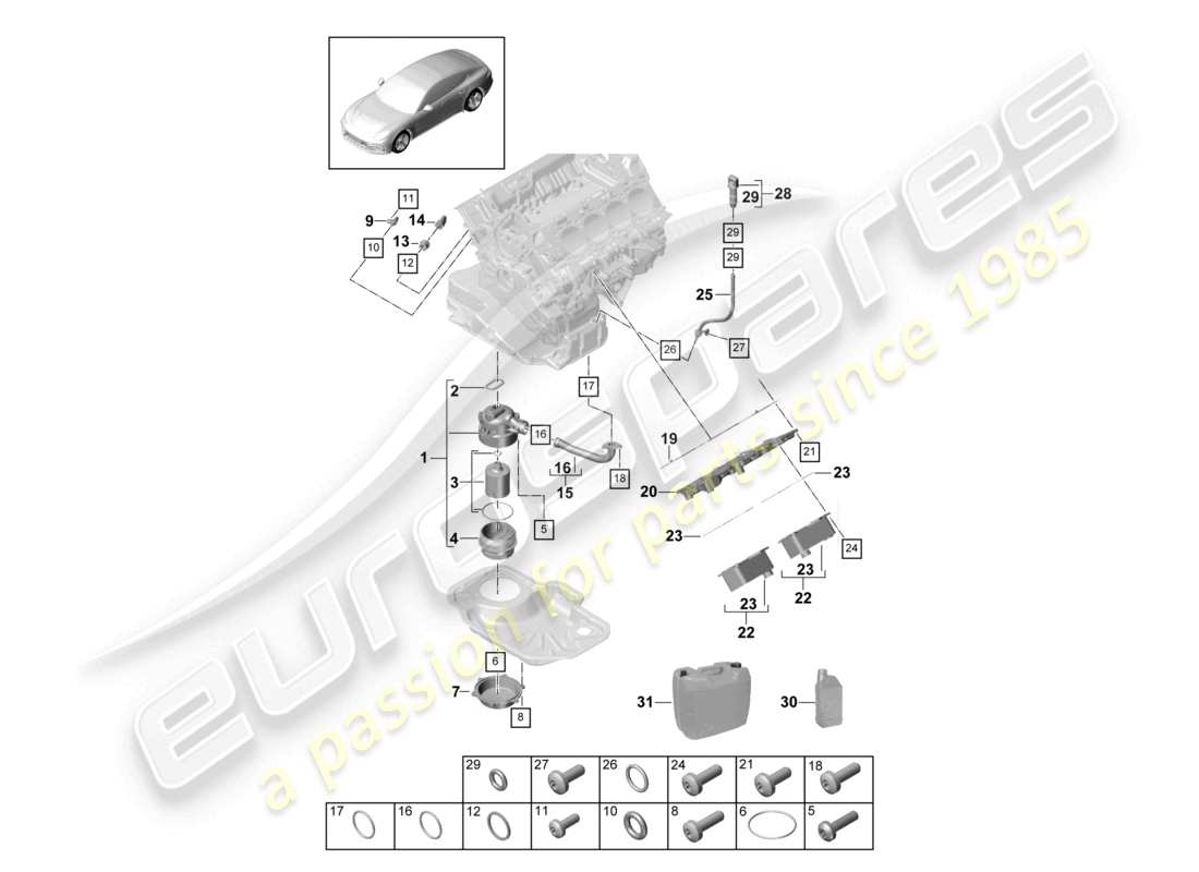 porsche 2021 (panamera 971-1) ölfilter konsole ölkühler teilediagramm