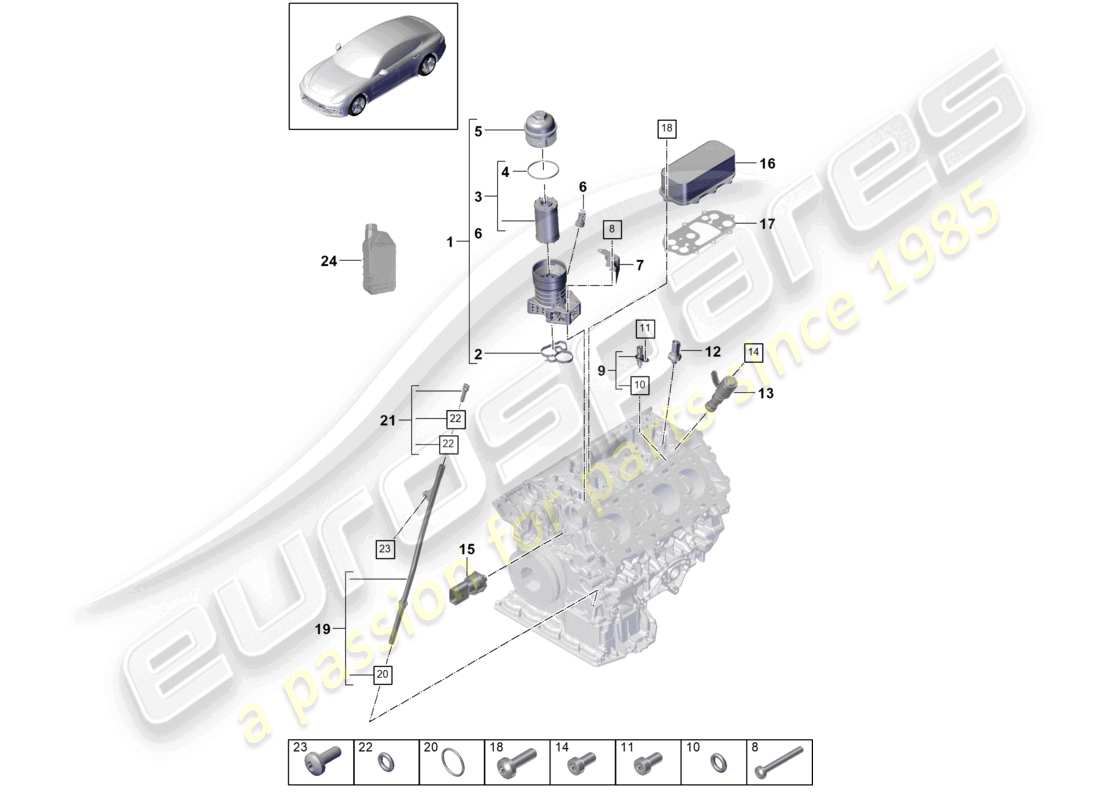 porsche 2021 (panamera 971-1) ölfilter konsole ölkühler teilediagramm
