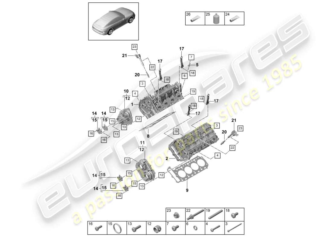 porsche 2021 (panamera 971-1) zylinderkopf teilediagramm