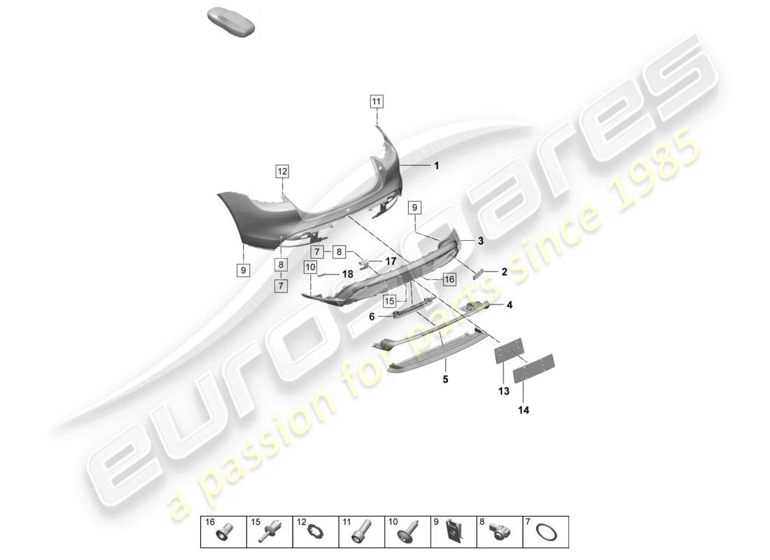 porsche 2026 (taycan 9j1-2) stoßfänger hinten sport design paket teilediagramm