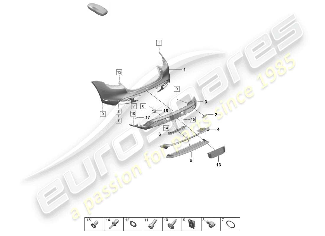 porsche 2026 (taycan 9j1-2) stoßfänger hinten sport design paket teilediagramm