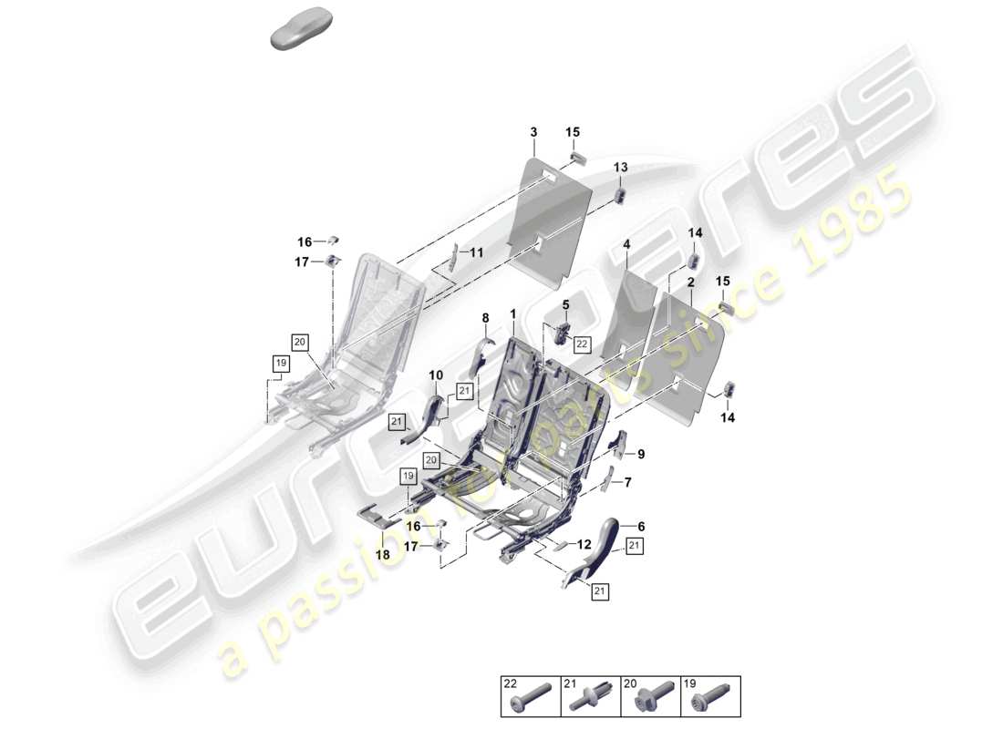 porsche 2025 (cayenne e3 pa) rücksitzlehne zubehör für sportsitze teilediagramm