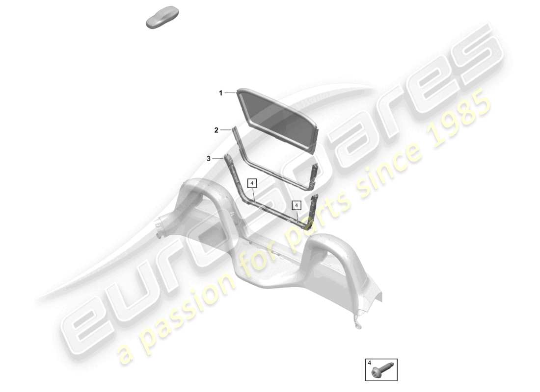 porsche 2022 (718 boxster spyder) windbreak-ersatzteildiagramm