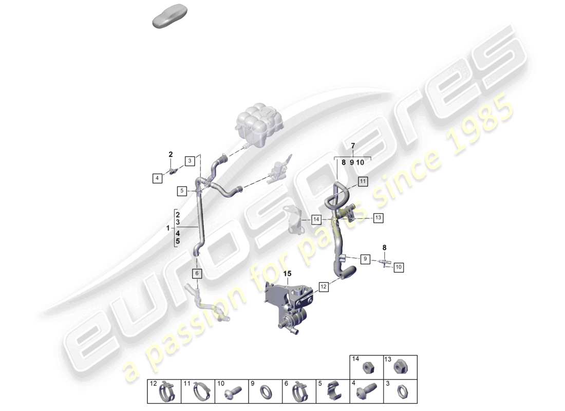 porsche 2025 (cayenne e3 pa) kühlmittelkühlsystem teilediagramm