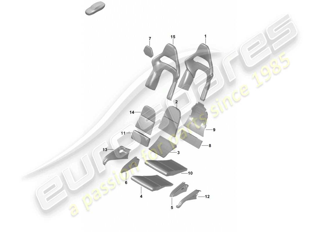 porsche 2021 (718 boxster spyder) schaumstoffteil klappsitzbezug sitz- und rückenfläche schalensitz teilediagramm