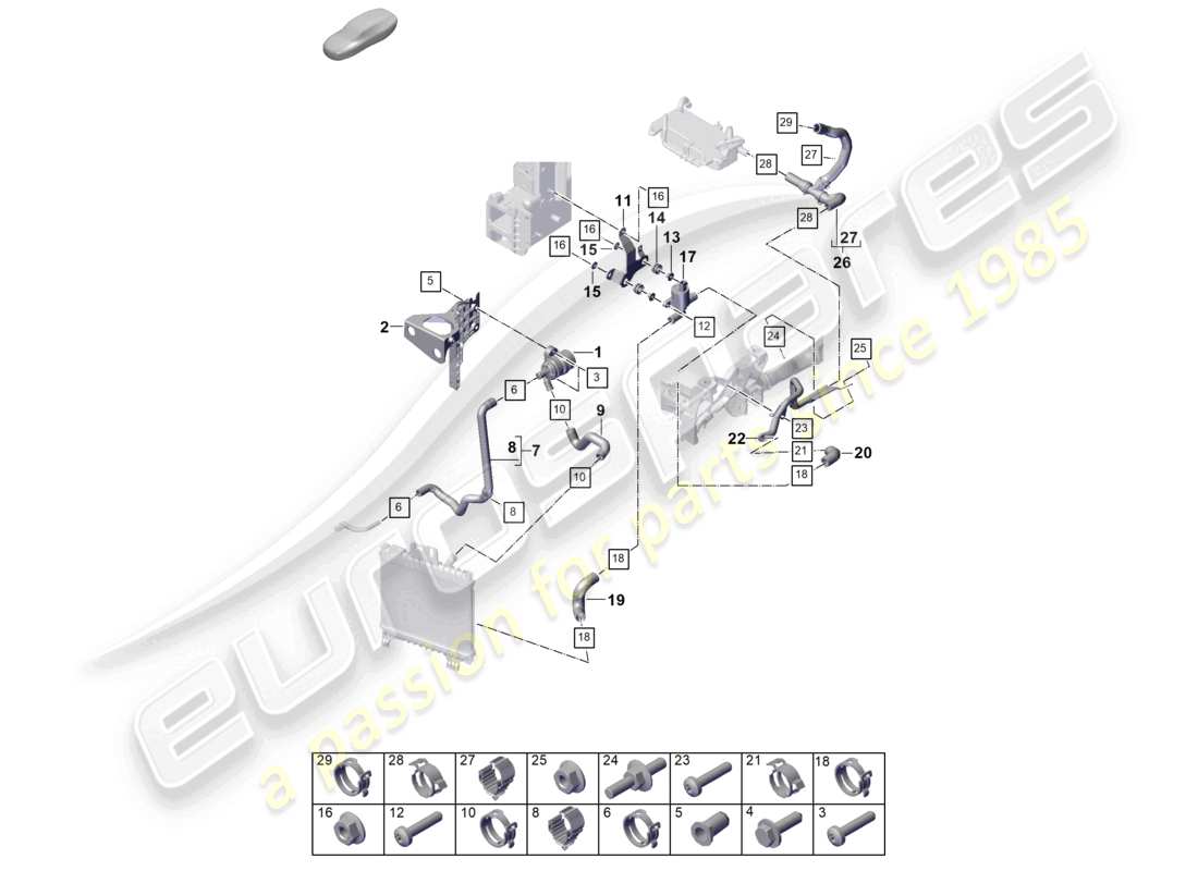 porsche 2025 (cayenne e3 pa) kühlmittelkühlsystem cayenne gts teilediagramm