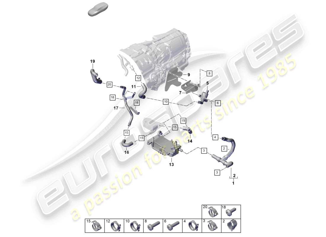 porsche 2025 (cayenne e3 pa) kühlmittelkühlsystem cayenne s teilediagramm