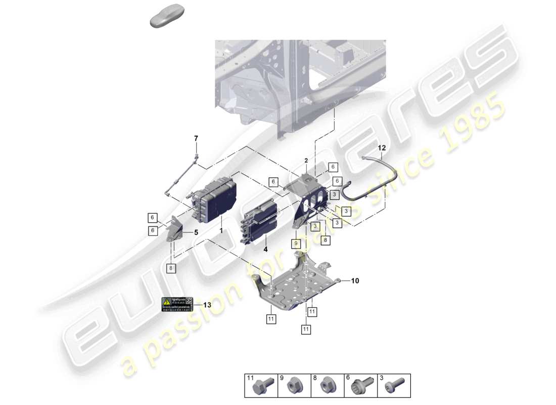 porsche 2025 (cayenne e3 pa) leistungs- und steuerelektronik - für elektroantriebe teilediagramm