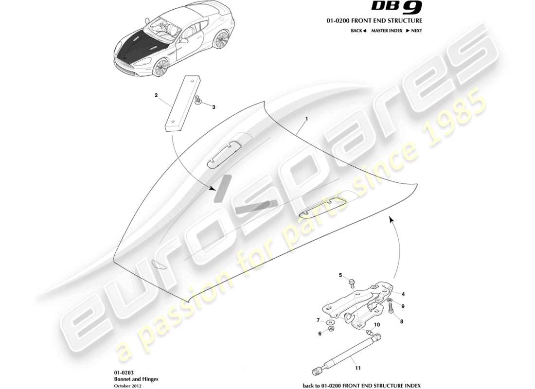 ein teilediagramm aus dem teilekatalog aston martin db9