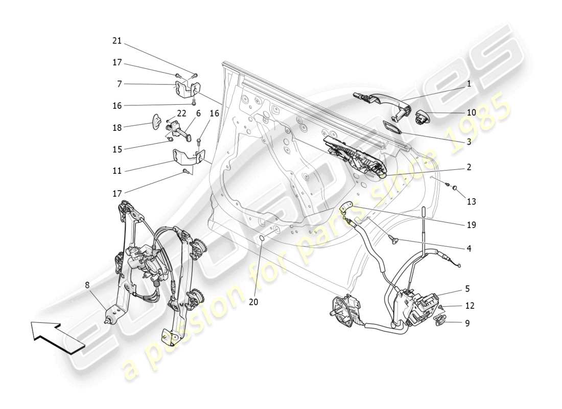 maserati levante trofeo (2020) hintere türen: mechanismen teilediagramm