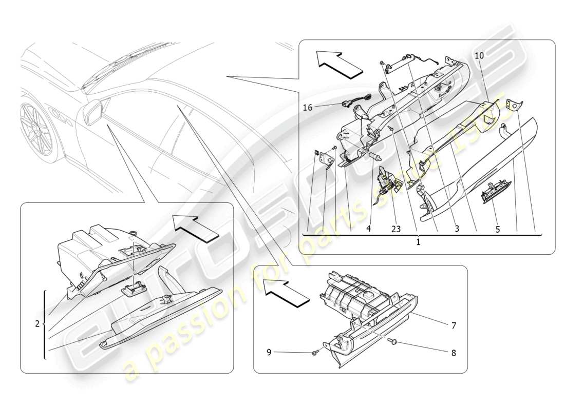maserati ghibli fragment (2022) handschuhfächer teilediagramm