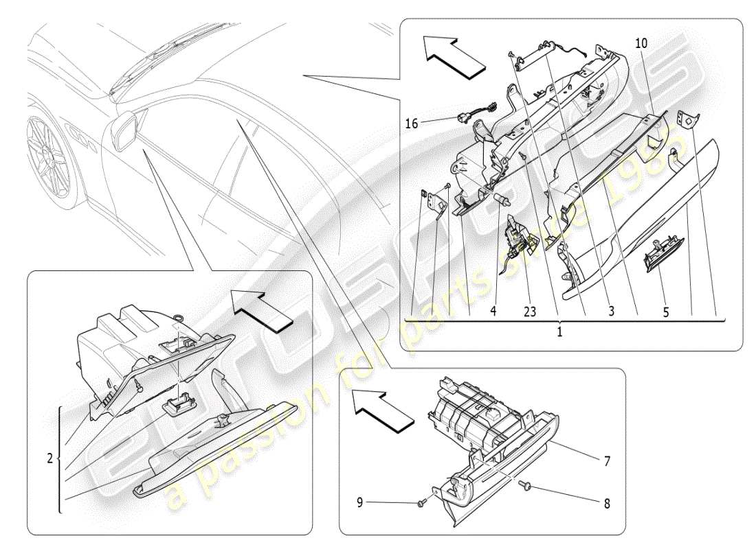 maserati ghibli (2021) handschuhfächer ersatzteildiagramm