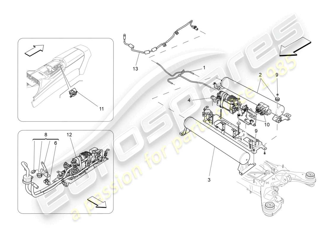 maserati levante trofeo (2020) luftfederungssystem teilediagramm