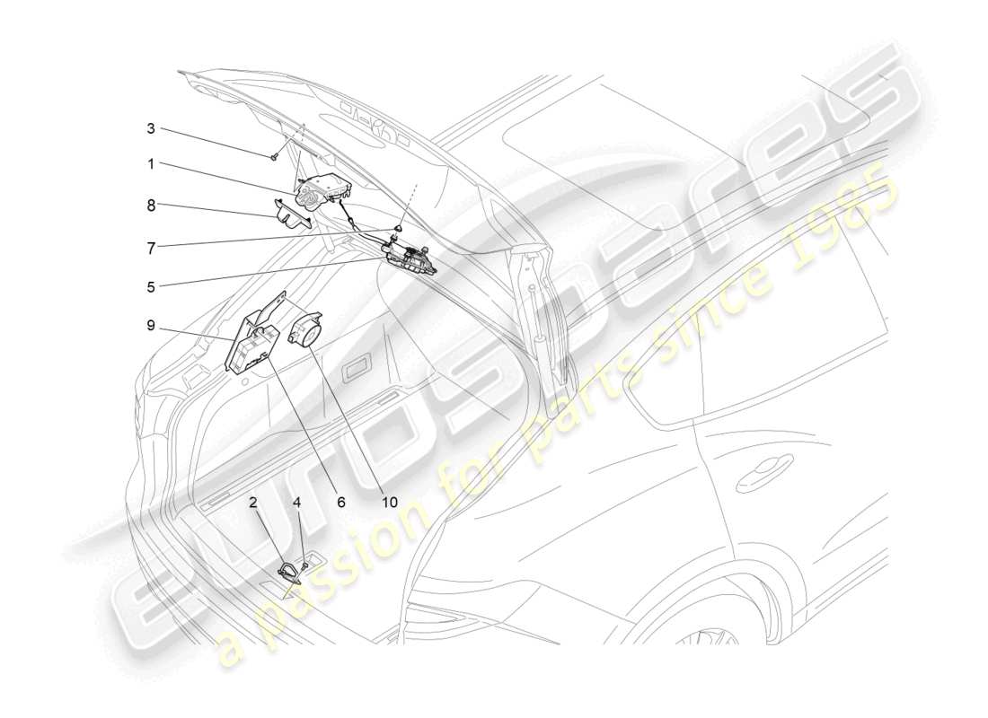 maserati levante (2017) teilediagramm für die heckklappe-öffnungssteuerung