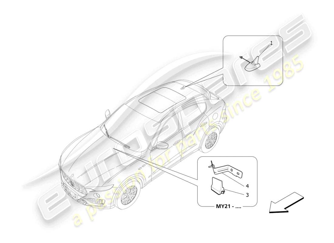 maserati levante modena (2022) empfangs- und verbindungssystem teilediagramm