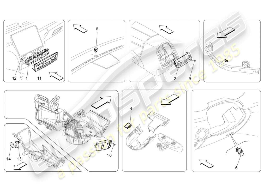 maserati quattroporte (2018) klimaanlage: elektronische steuerung ersatzteildiagramm