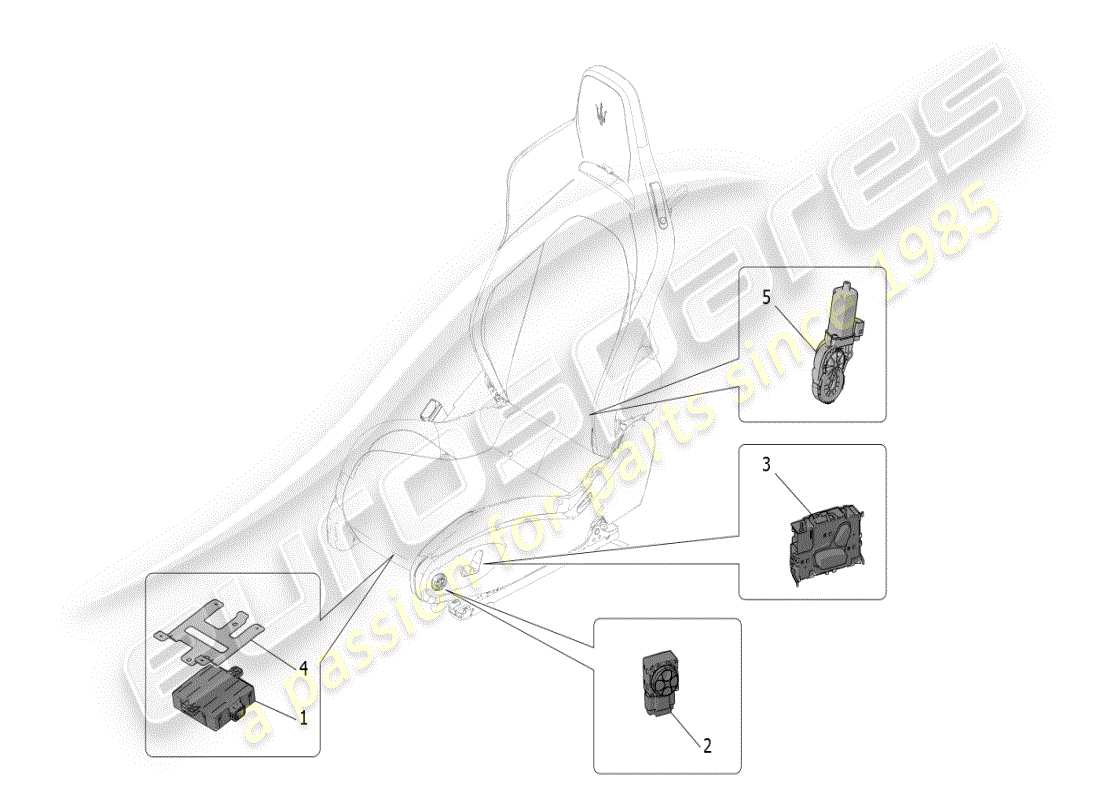 maserati mc20 (2024) sitze: mechanik und elektronik teilediagramm