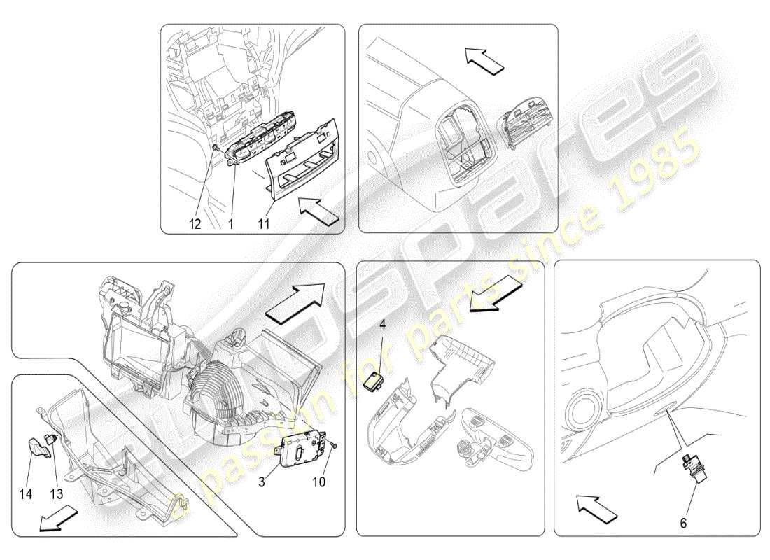 maserati ghibli (2021) klimaanlage: elektronische steuerung ersatzteildiagramm