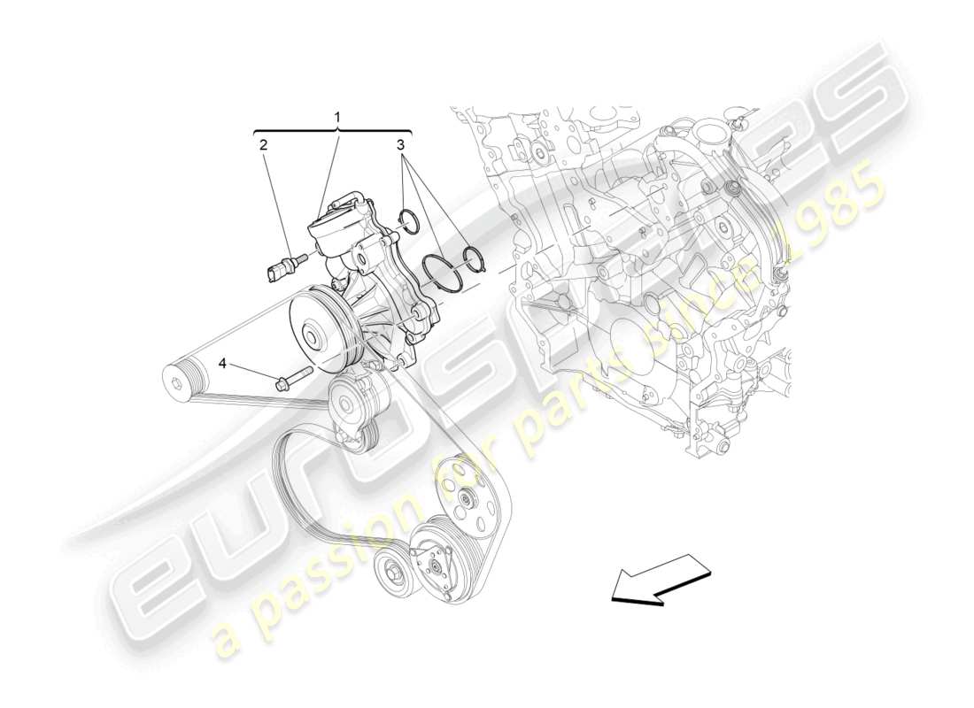 maserati levante (2017) kühlsystem: wasserpumpe teilediagramm